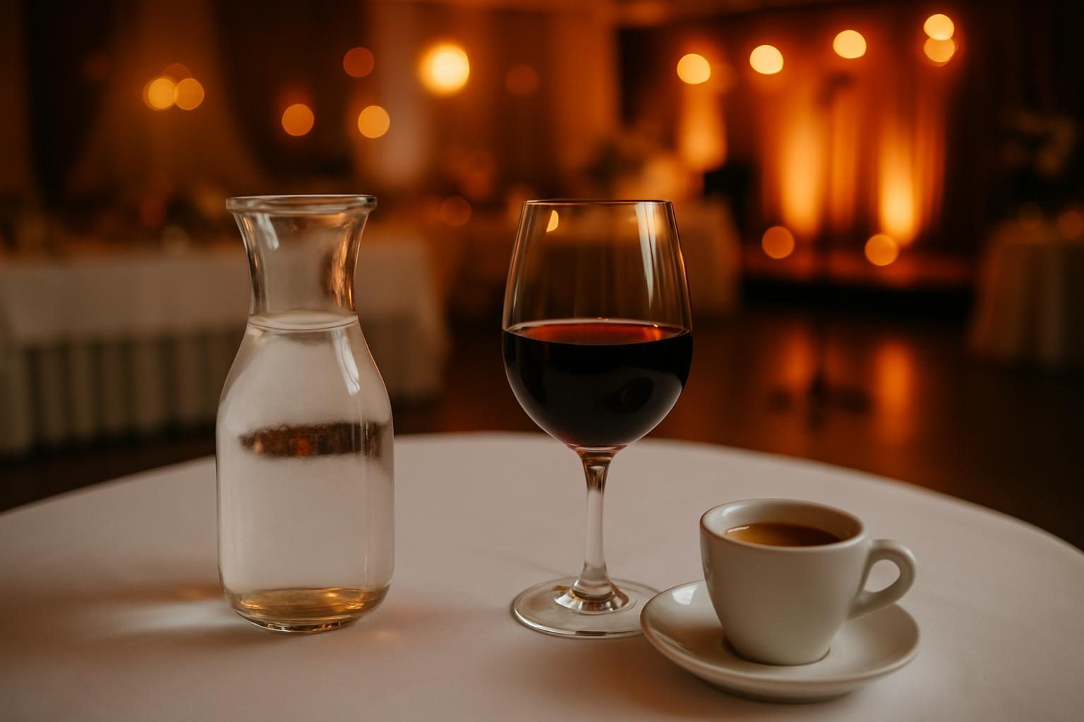 Eau, vin et café (photo non contractuelle)
